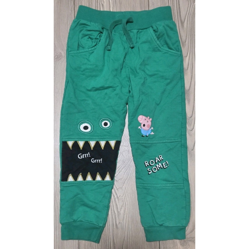 Peppa Pig Dinosaur‎ Pants Georgia Kids Size 5 Green Sweatpants